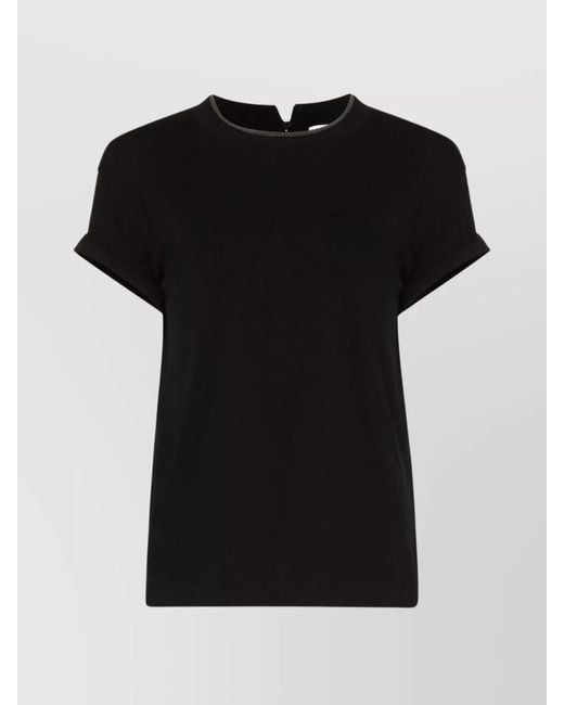 Brunello Cucinelli Black Cotton Jersey Crew Neck Short Sleeve T-Shirt