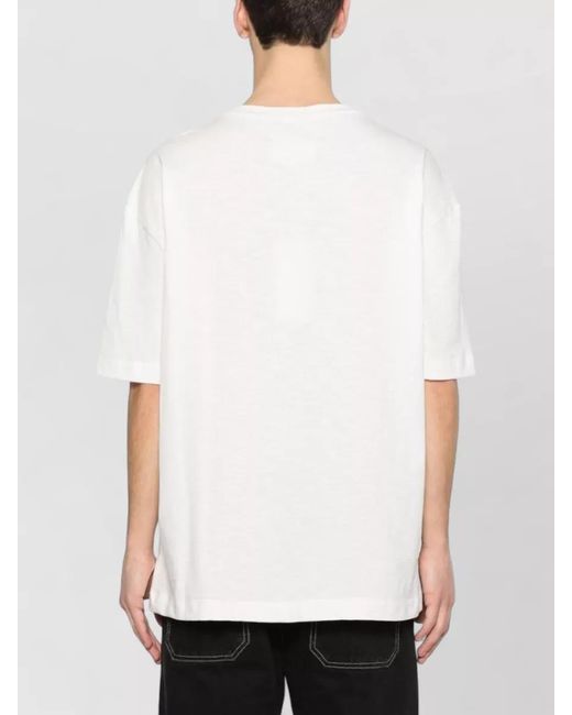 Maison Margiela White Cotton Graphic Print Crew Neck T-Shirt for men