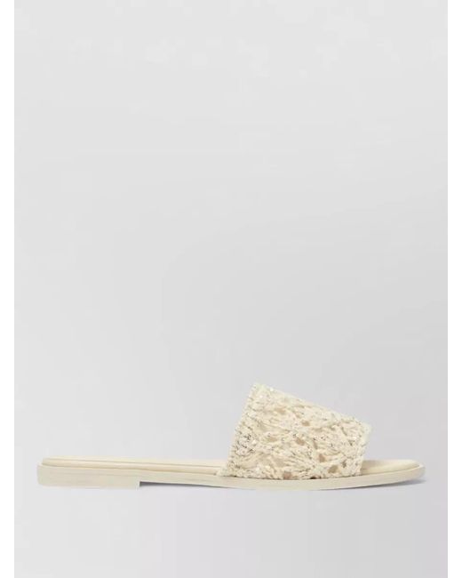 Fabiana Filippi Natural Crochet Detail Flat Sole Open Toe Slides