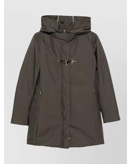 Fay Gray Quilted Hooded Parka Jacket