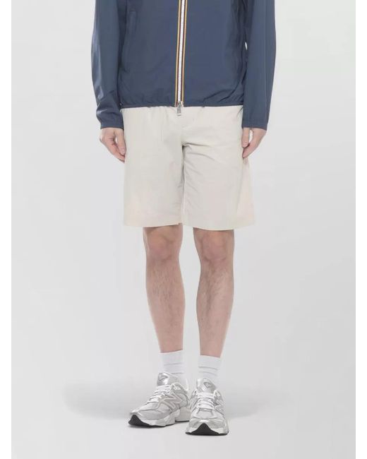 K-Way Blue Hooded Waterproof Short Jacket Elastic Cuffs for men