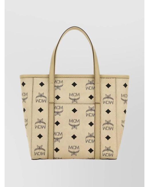 MCM Natural Toni Mini Coated Canvas Tote Bag
