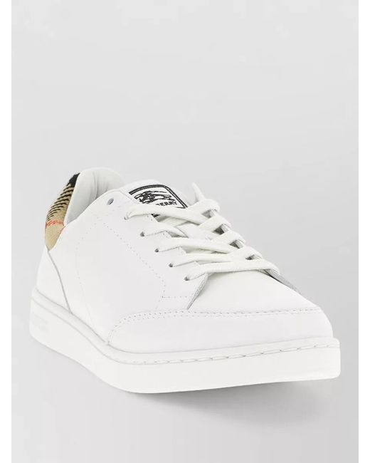 Burberry White Leather Low-Top Sneakers