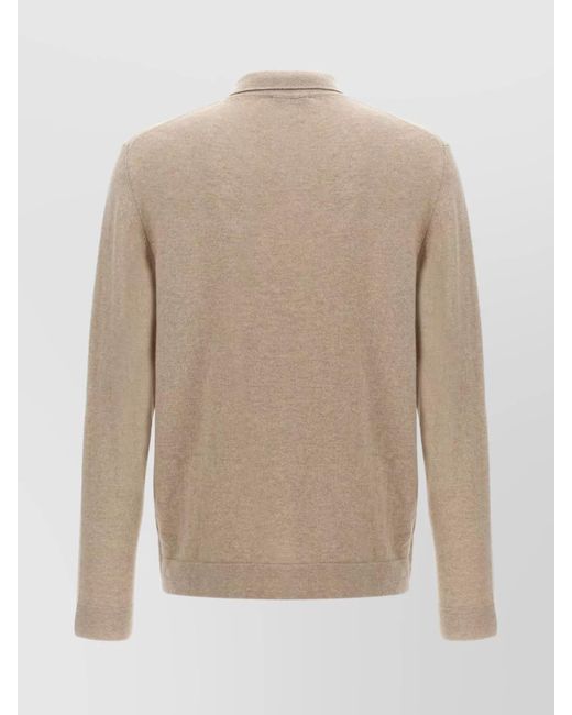 Zanone Natural Cashmere Wool Long-Sleeve Polo Shirt for men