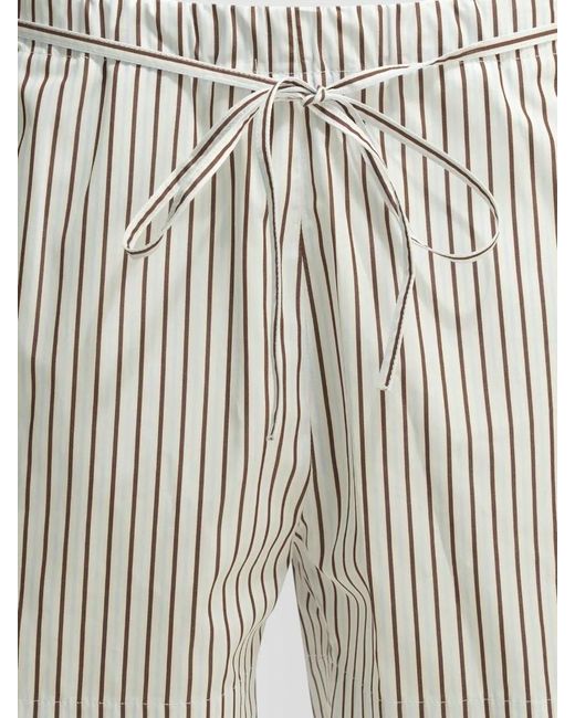 Loulou de Saison White Shorts Striped Elastic Waistband Back Pocket