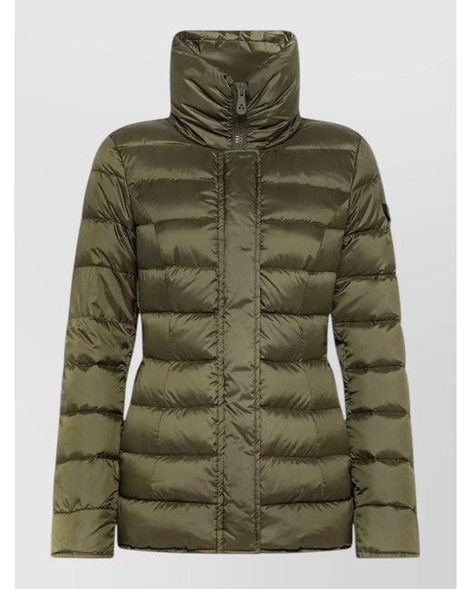 Peuterey Green High Collar Jacket Long Sleeves Quilting