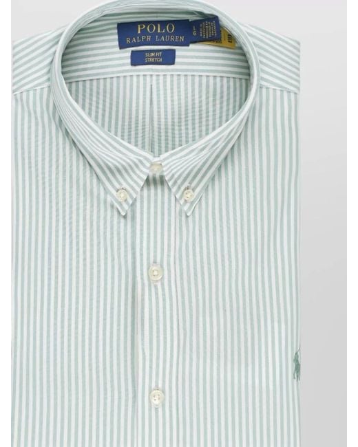 Ralph Lauren Blue Striped Cotton Shirt Tailored Collar Buttoned Cuffs for men