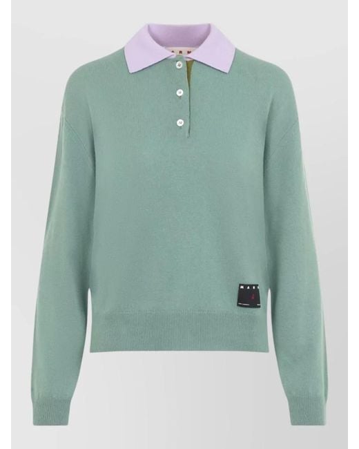 Marni Green Cashmere Turtleneck Sweater