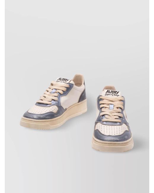 Autry Metallic Leather Panelled Sneakers With Perforated Toebox