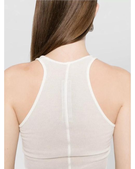 Rick Owens White Ribbed Tank Top