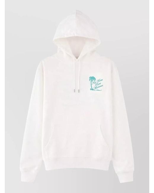 Drole de Monsieur White Palm Trees Slogan Hooded Sweatshirt for men