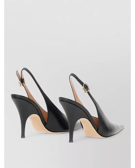 Gianvito Rossi Gray Sofia Leather Slingback Pumps Pointed Toe