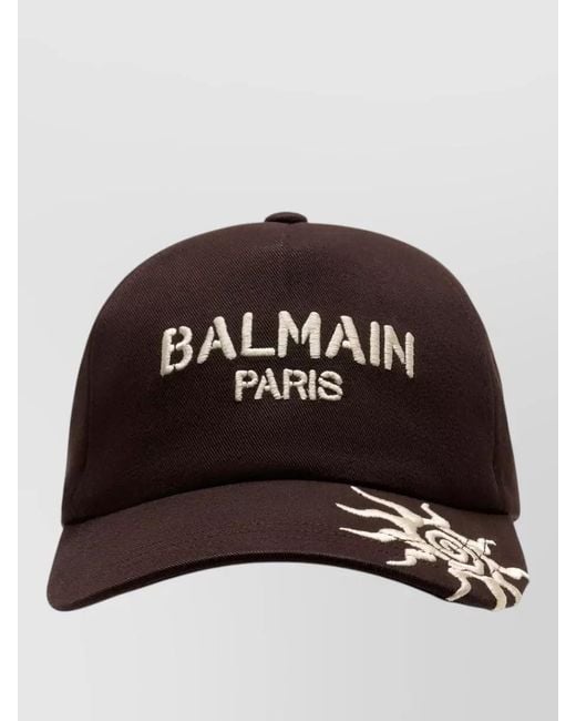 Balmain Brown Paris Cotton Cap Curved Brim Sun