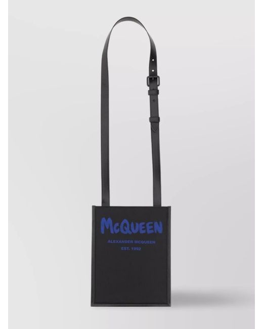 McQueen White Printed Messenger Bag for men