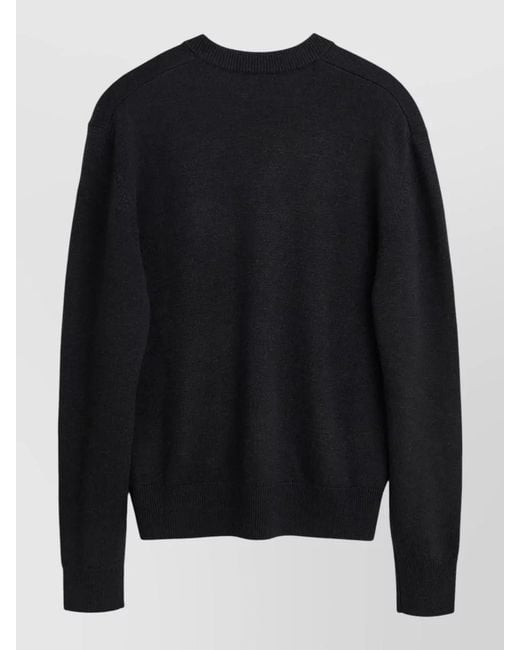 sunflower Black Merino Wool V-Neck Sweater for men
