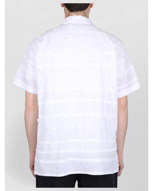Engineered Garments White Embroidered Shirt Straight Cut Chest Pocket for men