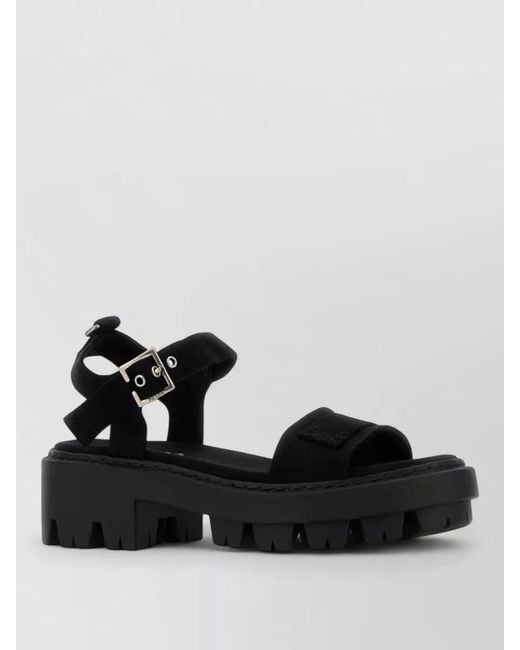 Prada Black Canvas Sandals Chunky Sole Open Toe
