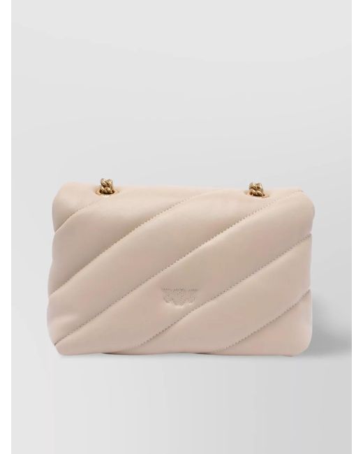 Pinko Natural Love Bag Puff Mini Leather Quilted Shoulder Bag