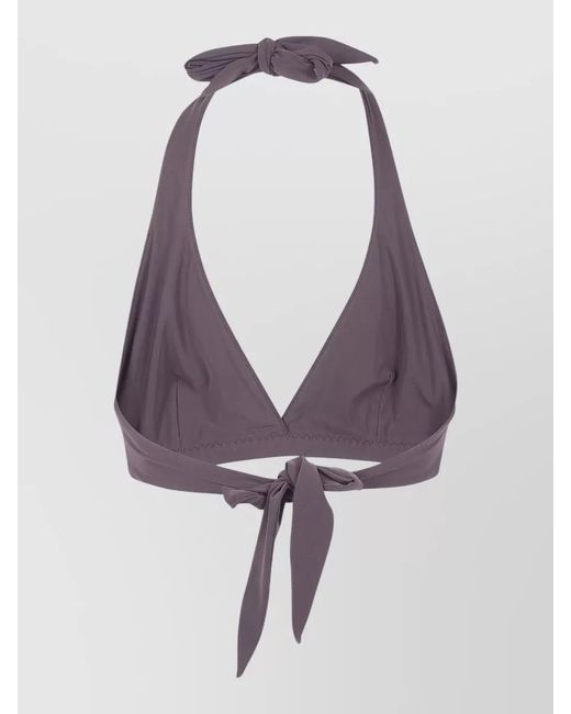 Brunello Cucinelli Purple Halter Neck Swim Top Embellished Trim