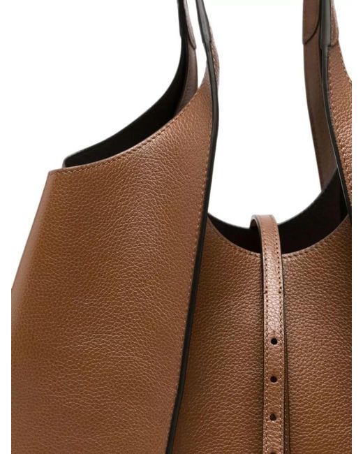Tod's Brown T Medium Leather Textured Shoulder Tote