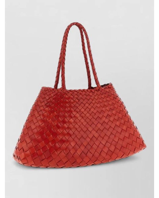 Dragon Diffusion Red Santa Croce Big Leather Tote Bag