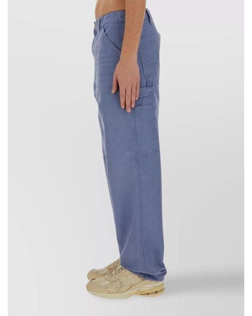 Carhartt Blue Organic Cotton Single Knee Straight-Leg Trousers for men