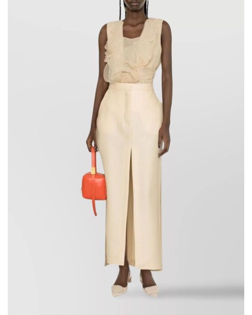 Lanvin Natural Silk A-Line Ankle-Length Skirt