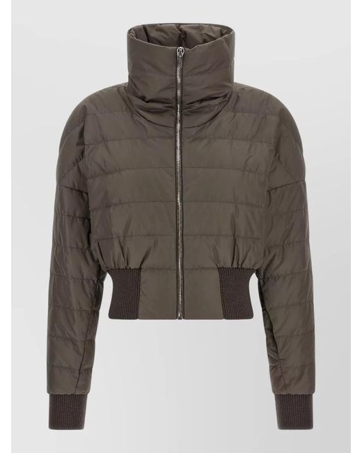 Rick Owens Gray Moncler Cropped Down Jacket High Collar