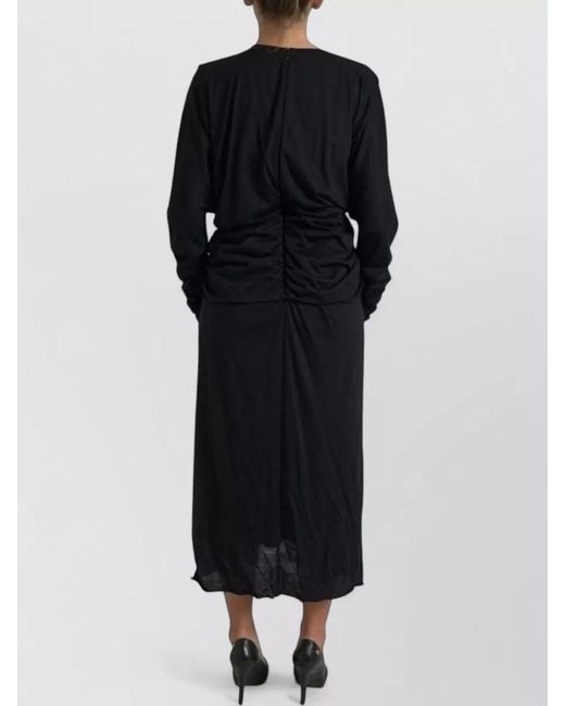 Dolce & Gabbana Black Wool Wrap Sheath Midi Jersey Dress