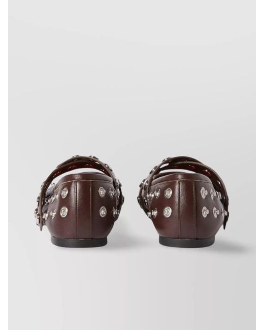 Stella McCartney Brown Leather Studded Ballerina Shoes