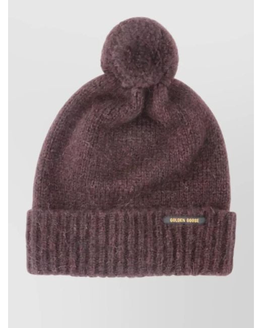 Golden Goose Deluxe Brand Purple Casual Hat Pom Detail Ribbed Cuff Texture for men