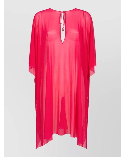 Fisico Pink Cold Shoulder Mesh Kaftan Dress
