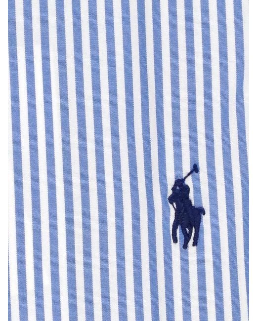 Ralph Lauren Blue Slim Fit Striped Cotton Shirt Buttondown for men