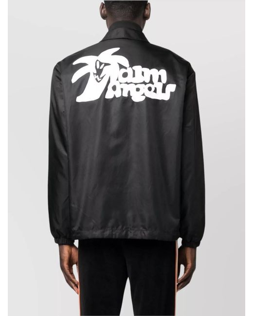 Palm Angels Black Printed Lightweight Jacket for men