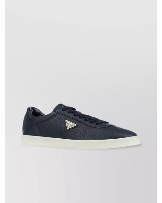 Prada Blue Leather Low-Top Sneakers for men