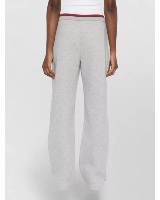 Gucci Gray Web Waistband Cotton Trousers Side Stripe