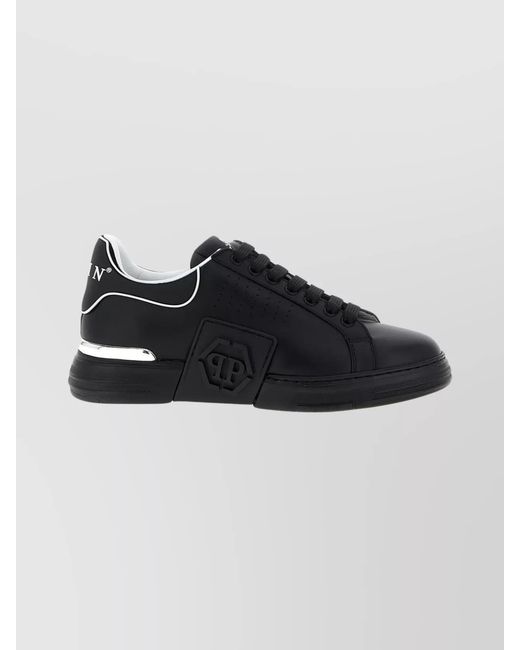 Philipp Plein Black Leather Low-Top Sneakers for men