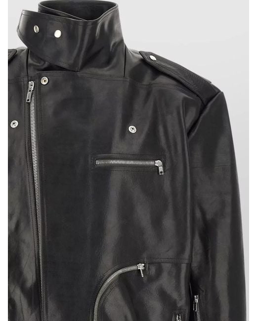 Rick Owens Black Bauhaus Stooges Jacket Belt Collar Epaulettes for men
