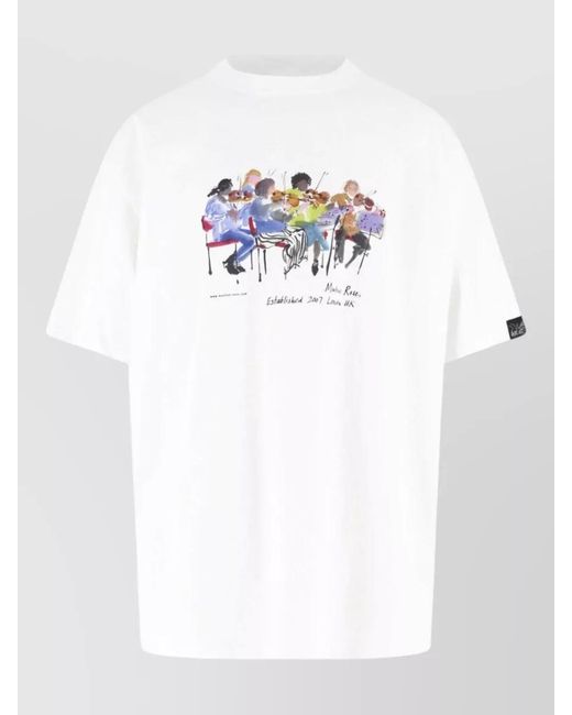 Martine Rose White Graphic Print Crew Neck Short Sleeve Shirt for men