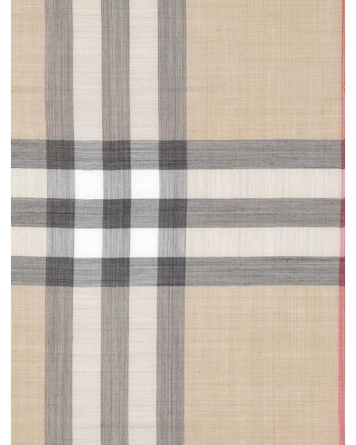 Burberry Natural Wool Silk Check Scarf