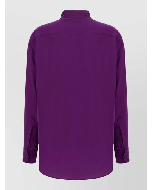 Balenciaga Purple Long Sleeve Shirt Tie Neck Detail