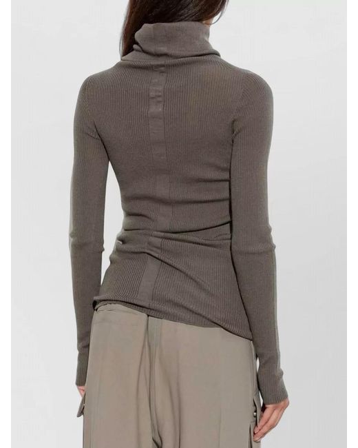Rick Owens Brown Knit Top Fitted Silhouette Long Sleeves Turtleneck