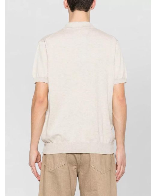 Woolrich Natural Knit Polo Shirt Short Sleeves Ribbed Finishes for men