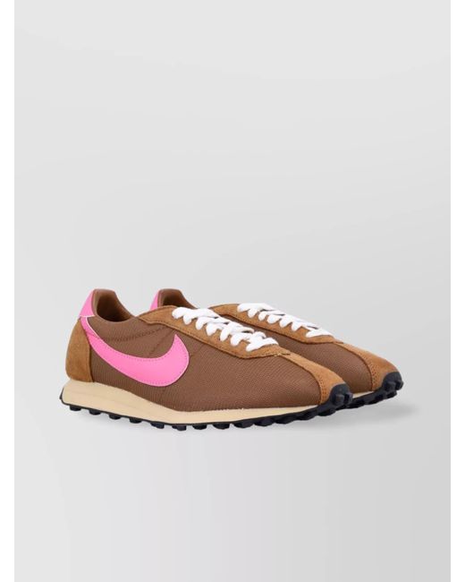 Nike Pink Almond Toe Mesh Sneakers With Suede Accents