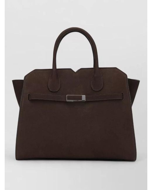 Valextra Brown Tote Bag Structured Silhouette Top Handles Strap