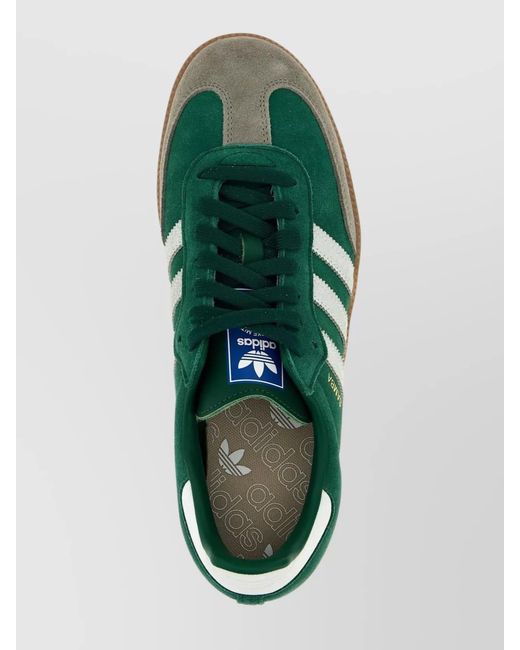 Adidas Originals Green Suede Leather Low-Top Sneakers for men
