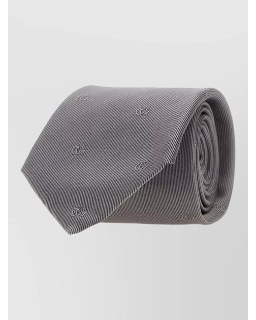 Gucci White Jacquard Tie Slim Design Subtle Pattern for men