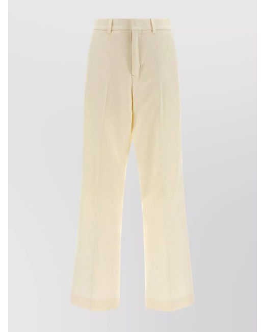 AMI Natural Virgin Wool Wide-Leg Tailored Trousers