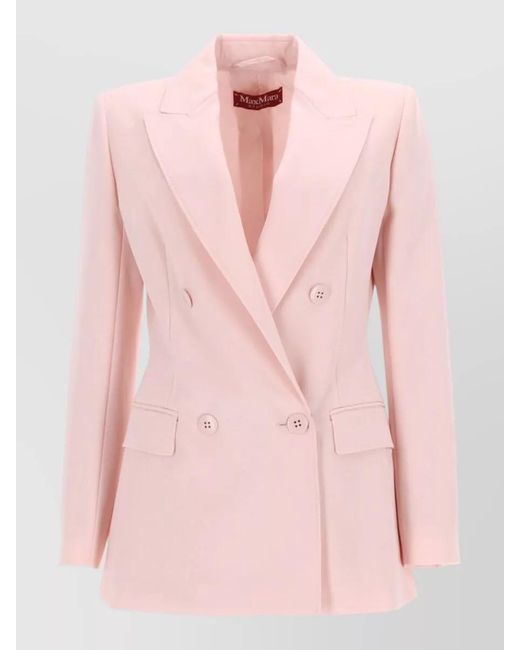 Max Mara Pink Virgin Wool Double-Breasted Suit Jacket