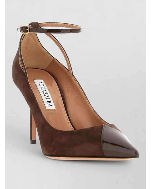 Aquazzura Brown Leather Cutout Pumps